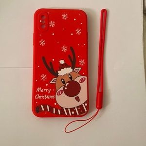 iPhone X/XS Elk Christmas case with lanyard